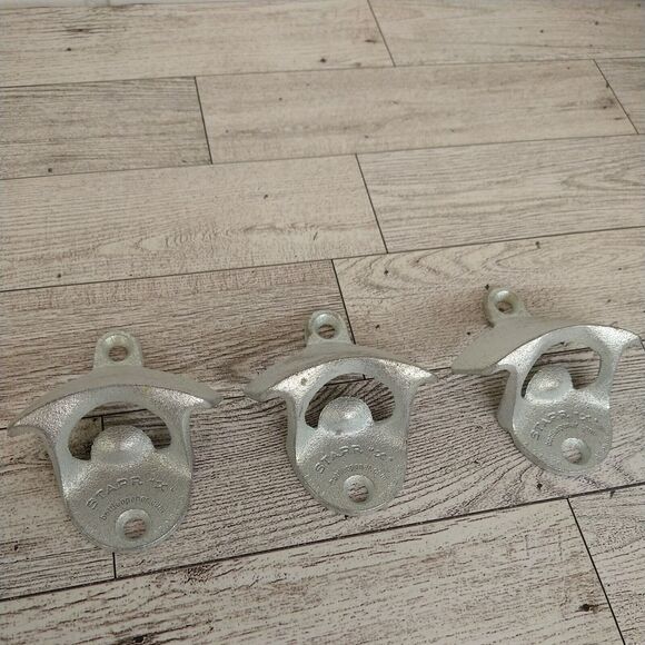 Lot of 3 - Starr X Wall Mount BOTTLE OPENERS Classic - Chrome Plated - Bar Pub - Picture 4 of 11